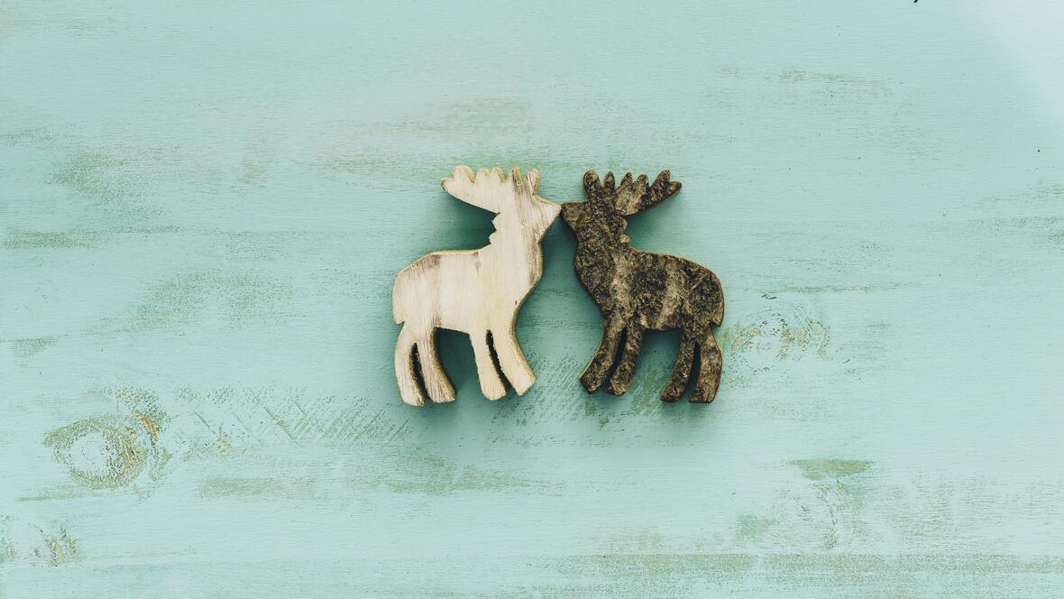 decoration-christmas-with-reindeers-kissing-each-other